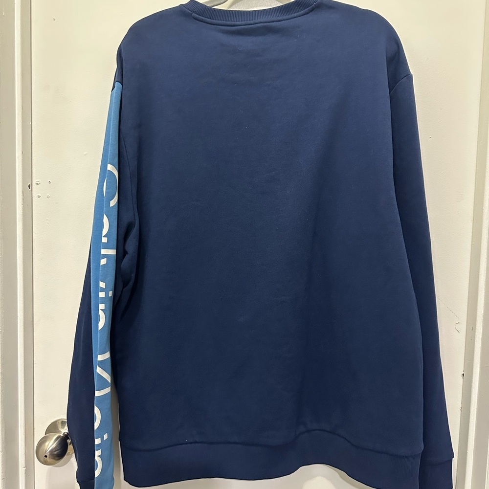 Calvin Klein Men’s Dark Blue Sweatshirt with Light Blue Logo Trim Sz XXL - Picture 3 of 3